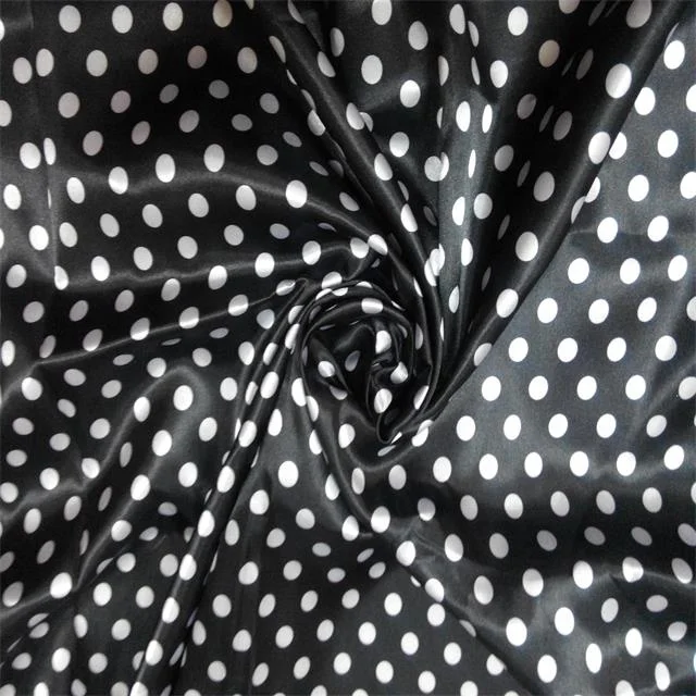 100%Polyester satin dot printed fabric soft feeling customized color for summer dress skirt