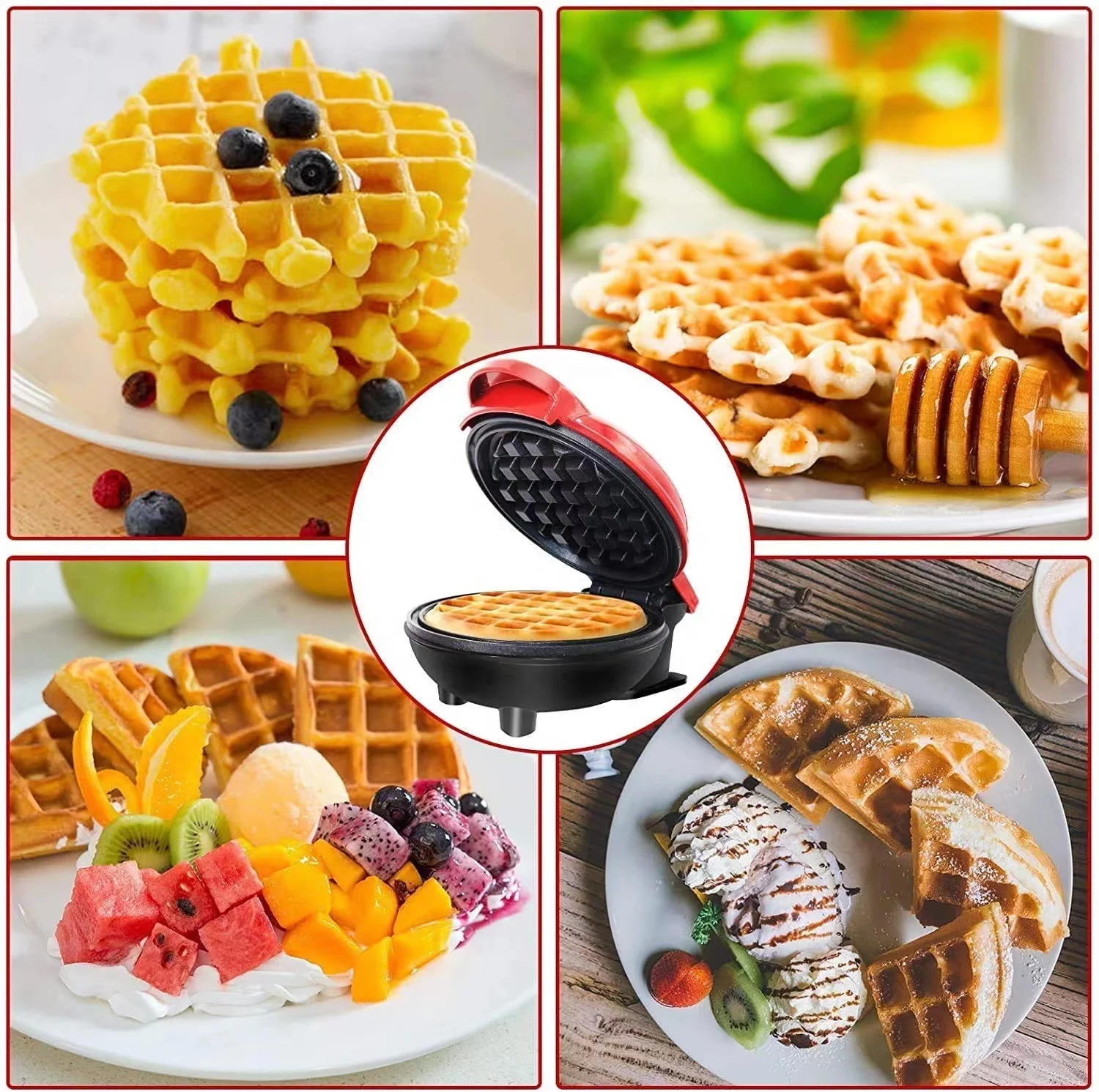 Electric Removable Plate Panini Waffle Grill Breakfast Sandwich personalized mini heart shape waffle maker machine 7 in 1