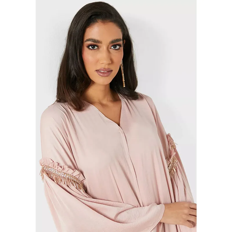 Puff SleeveLelaki Piyama Kurta Hot Sell Eid Turkey Solid Color Simple Islamic Clothing Women Abaya Muslim Dress