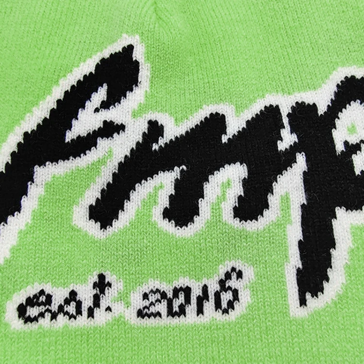 Пользовательская акриловая Мужская Женская жаккардовая вязаная зимняя дизайнерская шапка бини