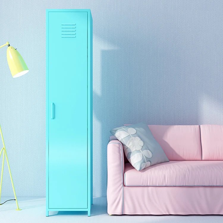 Домашний однодверный маленький шкаф с замком, стальной шкаф для гардероба