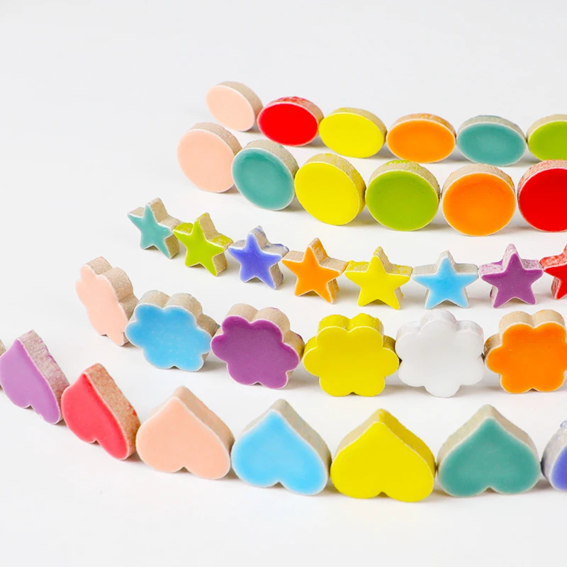 Mix Color Irregular Ceramic Mosaic Tiles Star Round Flower Ellipse Shaped DIY Making Stones for Craft Hobby Art Wall Decoration