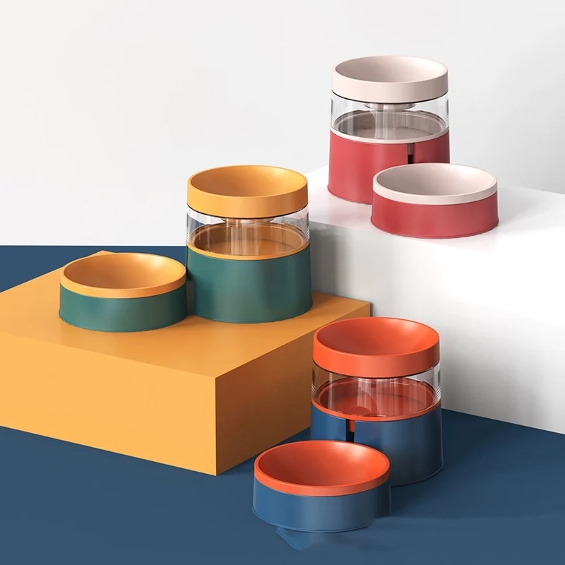 Pet one dog bowl three-dimensional neck protection cat bowl automatic drinking water feeder