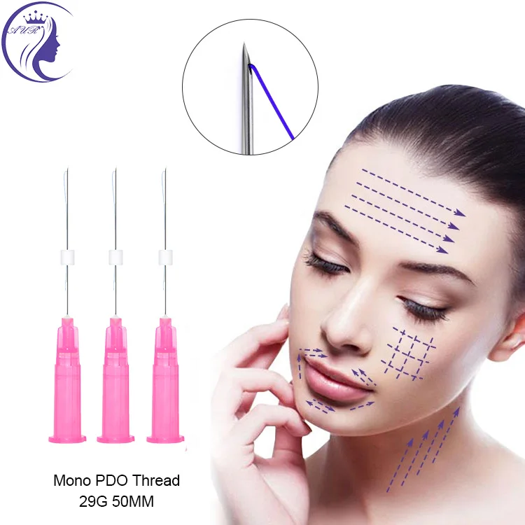 Mono thread 27G 38mm high quality  medical suture thread  with ce certificate  for face lifting