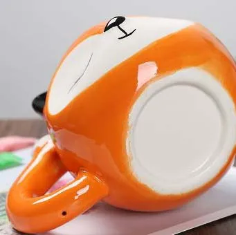 Drinkware 3D Cartoon Custom Cute Fox Cup Creative Animal Shape Coffee Mugs Supplier High Quality Ceramic Mug