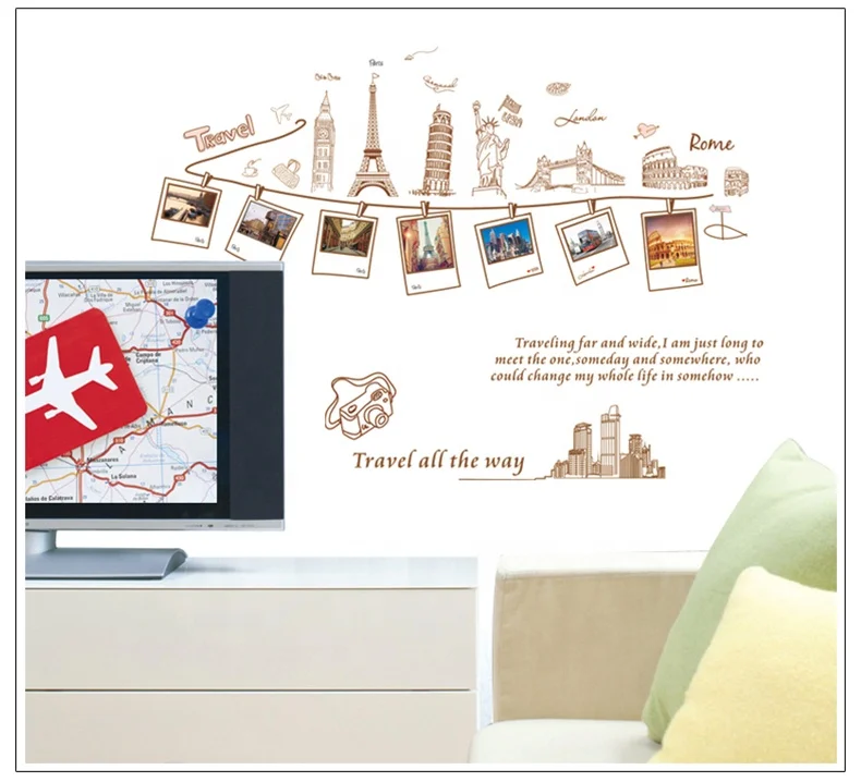 
AY9011 Travel World Adesivo Parede Wandsticker Mural City Album Travel Stickers 