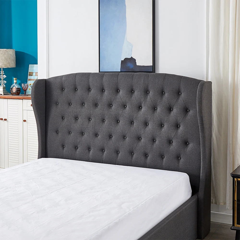 upholstery bed , malaysia furniture , platform tufted bed , Bedroom