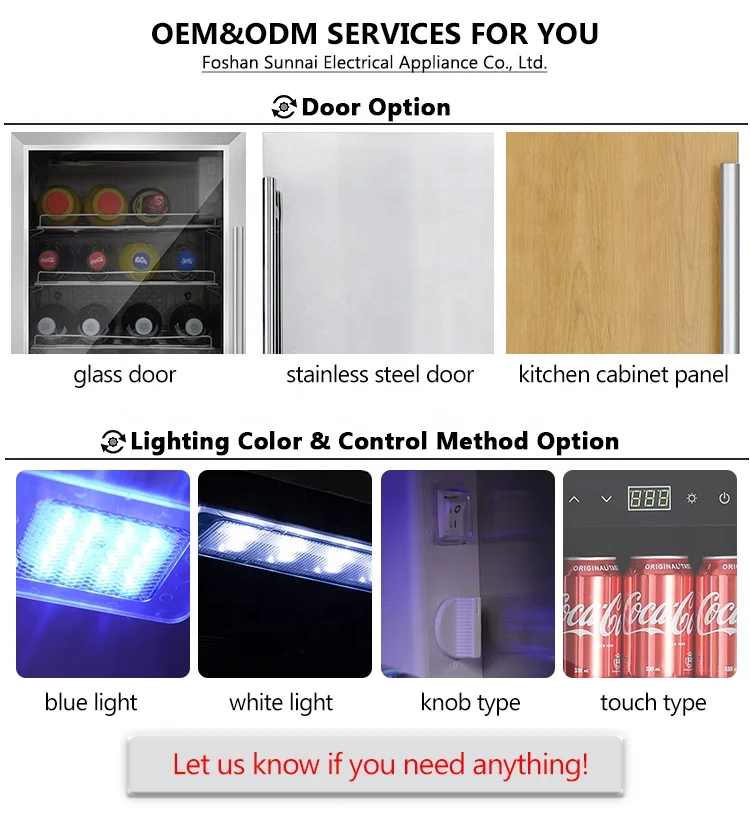 Sunnai Wholesale SS304 Glass Door Undercounter Beer Fridge Refrigerator For Bar