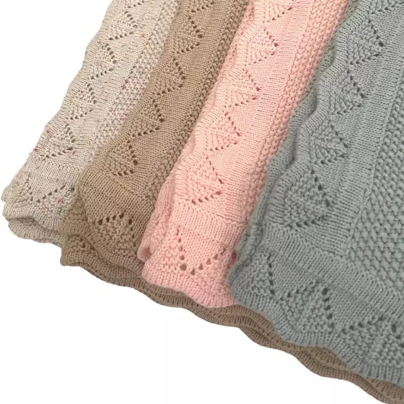 2023 new design cellular blankets knitted cuddy baby cotton blanket for newborn