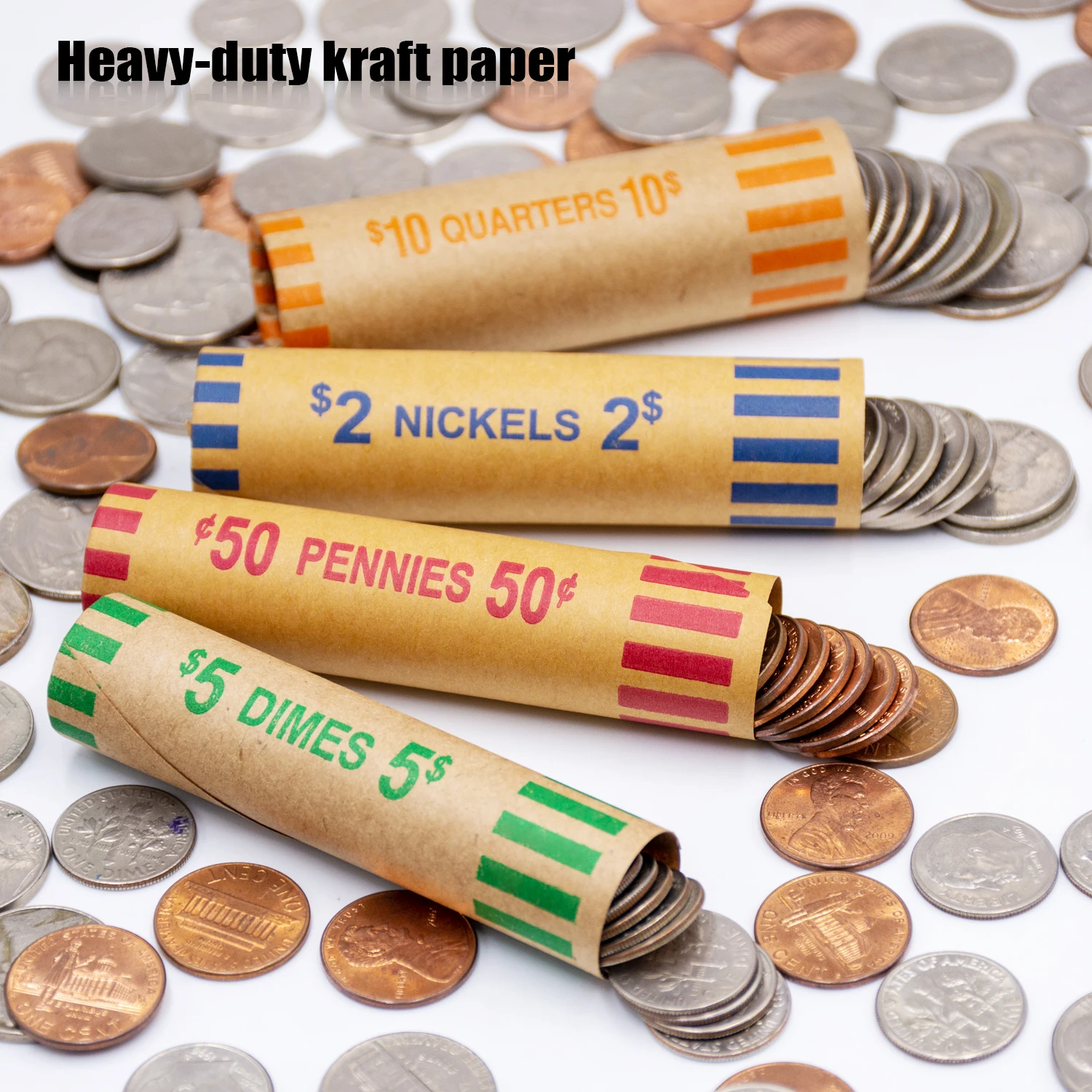 ABA Color Preformed Coin Wrappers Rolls: Preformed Tubular Cartridge Wrappers, Make Coin Management Simple and Efficient.