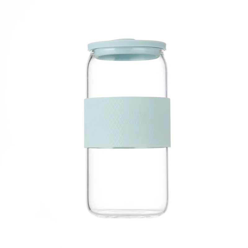 16oz 20oz clear blank sublimation beer can shaped glass cups iced coffee glass bottle with lid straw silicon rubber sleeve