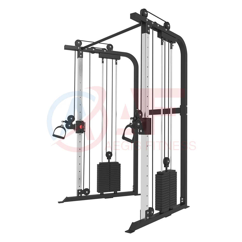 AEGIS Multi Functional Strength Machine Dual Adjustable Pulley Cable Crossover Trainer Smith Machine