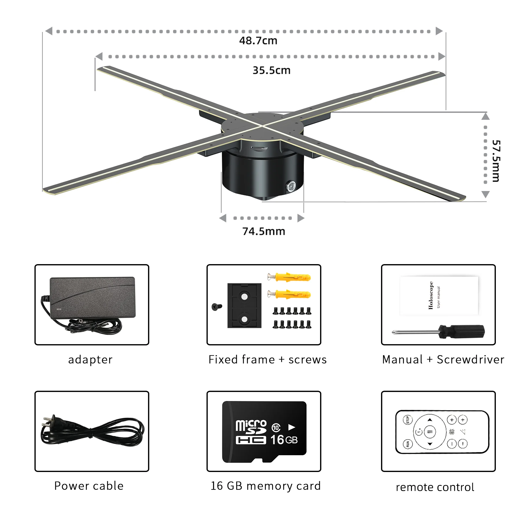 Mobile Computer Control 3D Holographic Projector Hologram Player 3d Hologram Video  Led 3d Fan
