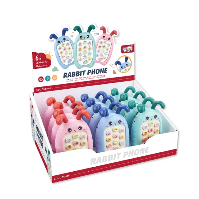 Rabbit music mobile phone children early learning interactive games to soothe teeth glue mobile phone toys