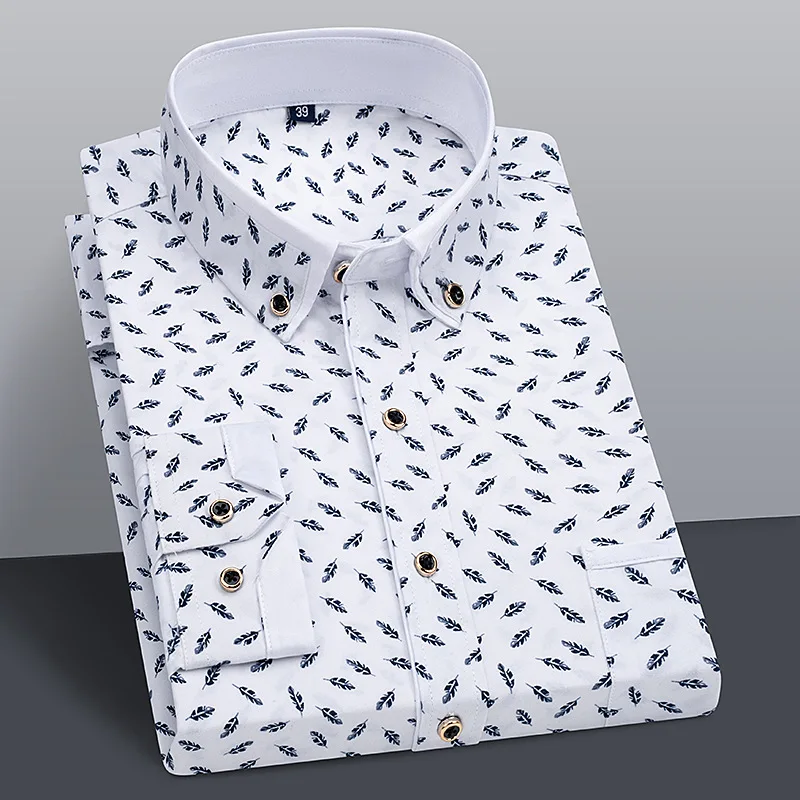 Fancy Fashion Designer Double spread collar Printed dress shirts for men