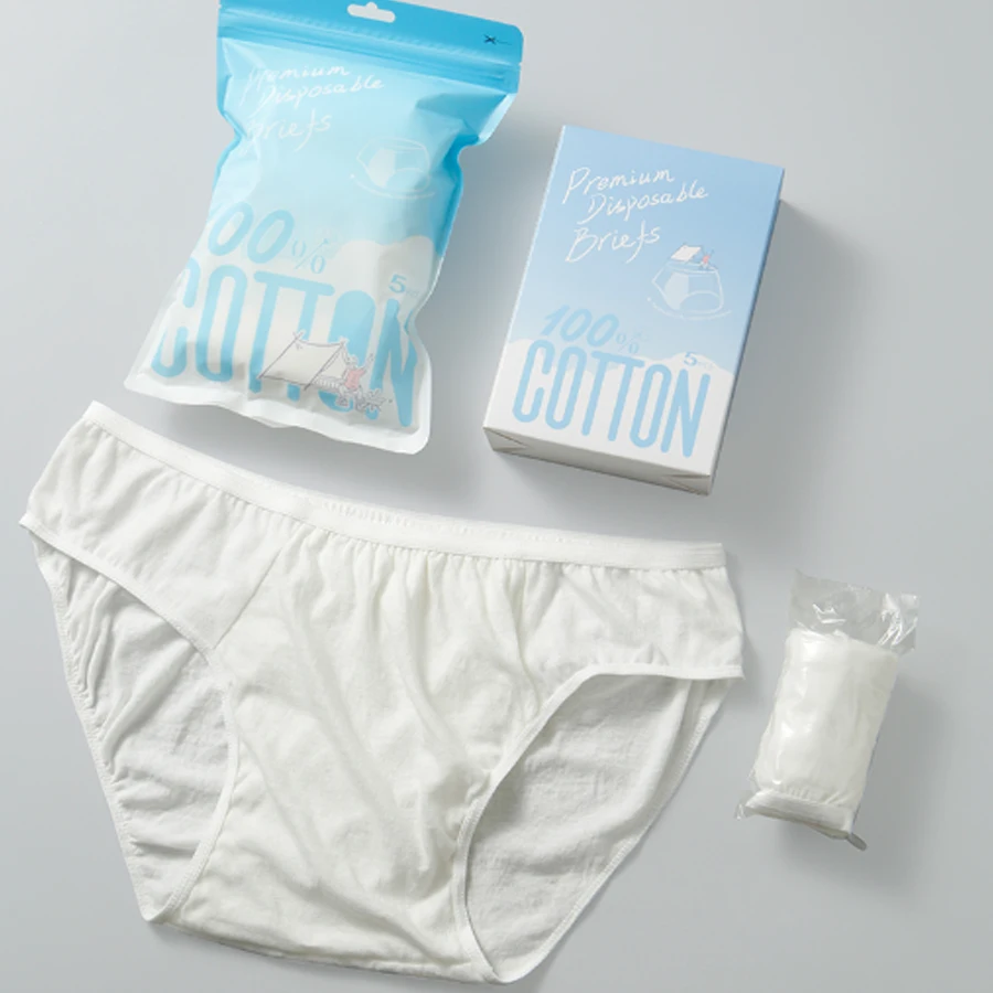 New Arrival Custom Print Individual Packing Breathable Eo Disinfect Triangle Panties 100% Cotton Disposable Underwear For Women