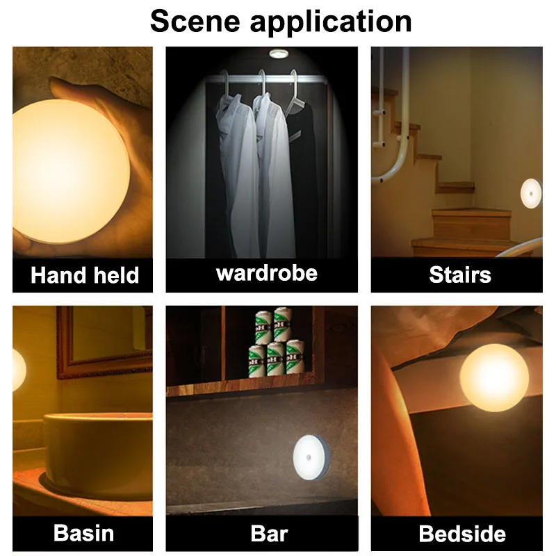 SUMMAO Smart Led Night Lights Magnet Led Sensor Night Body Sensor Light Motion Sensor Induction Led Light Room Electric 1-year