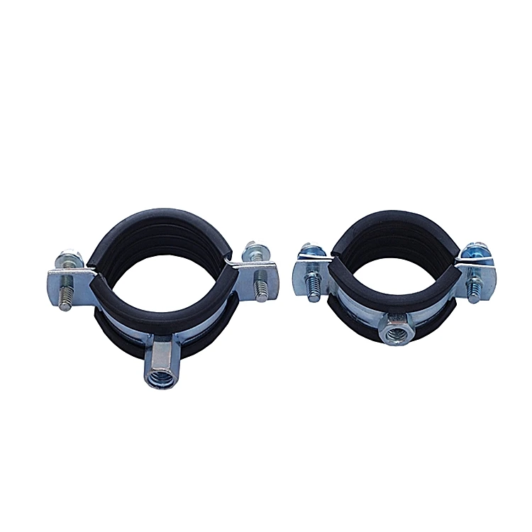 Tianjin best quality stainless steel 304 316 double screw hanger loop pipe clamps with rubber