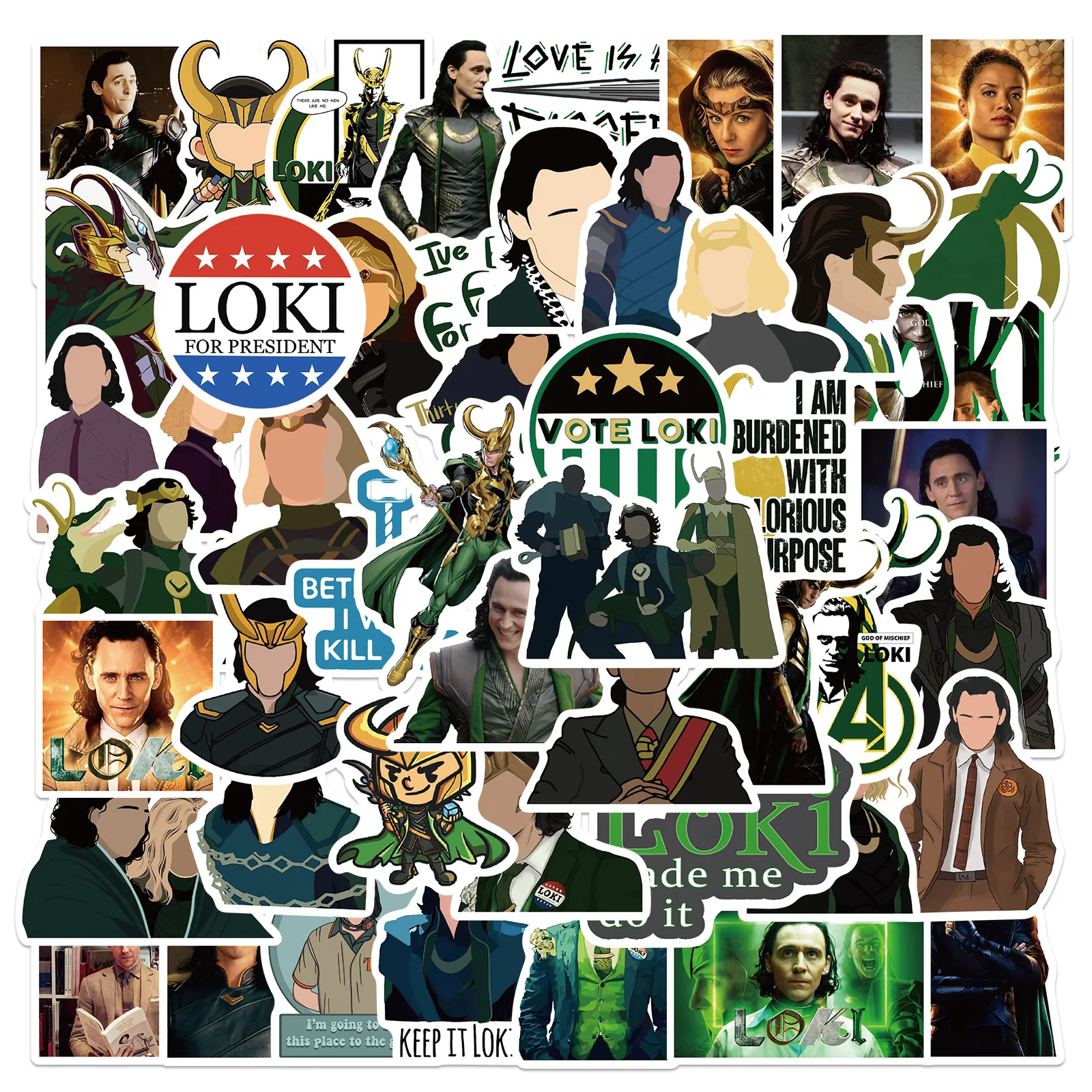50Pcs American TV Show Loki Graffiti Stickers For Notebook Bottle Phone Custom Tom Hiddleston Label