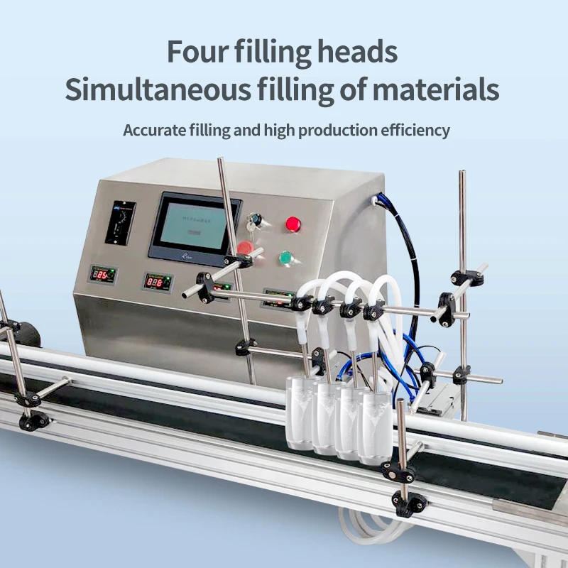 Swansoft Table Top Desktop Automatic Liquid Filling Machine 4 Heads with Conveyor Belt For Perfume Filling Machine Water Filler