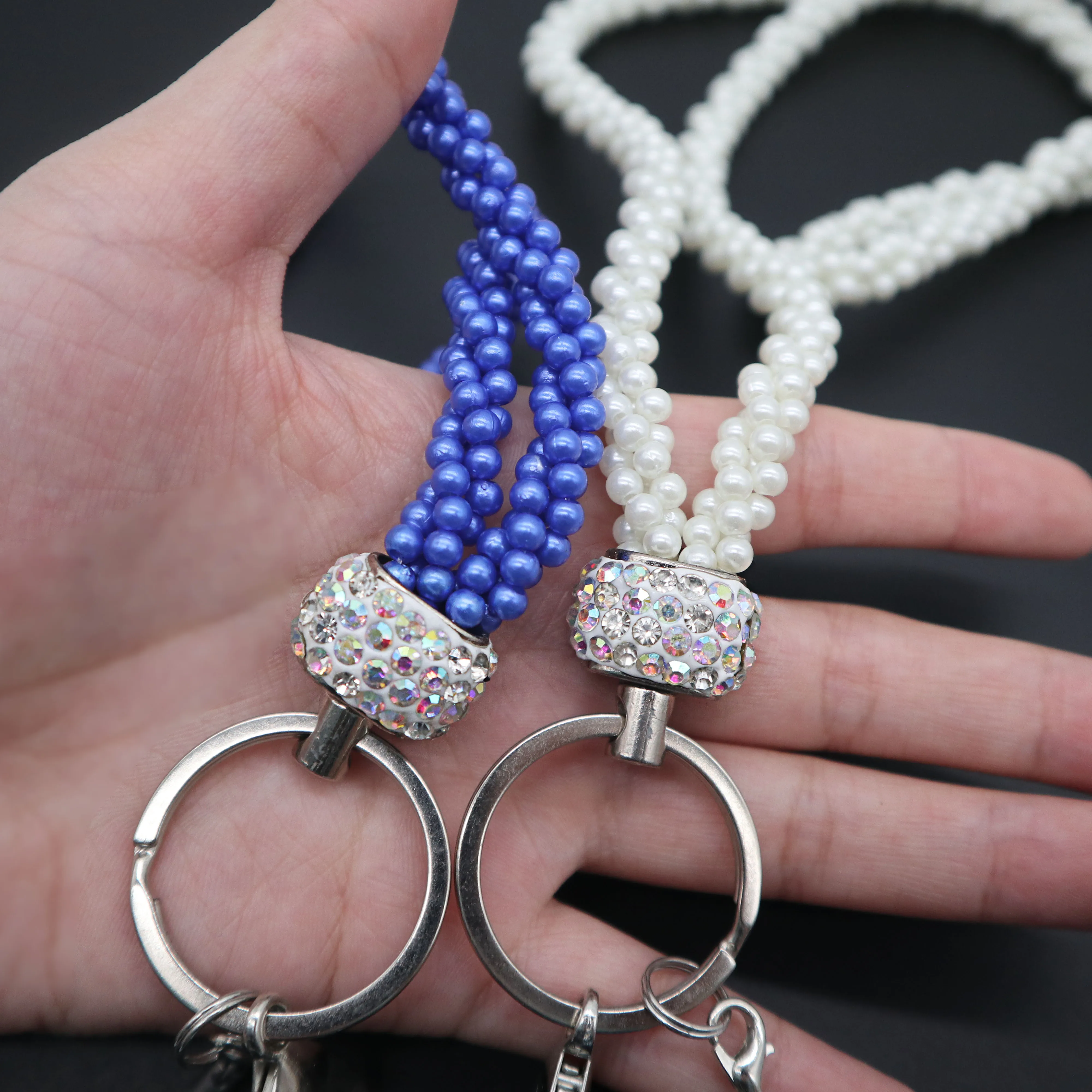 Royal blue strap lanyard bead lanyard for mobile phone chain teacher  Pearl Lanyard