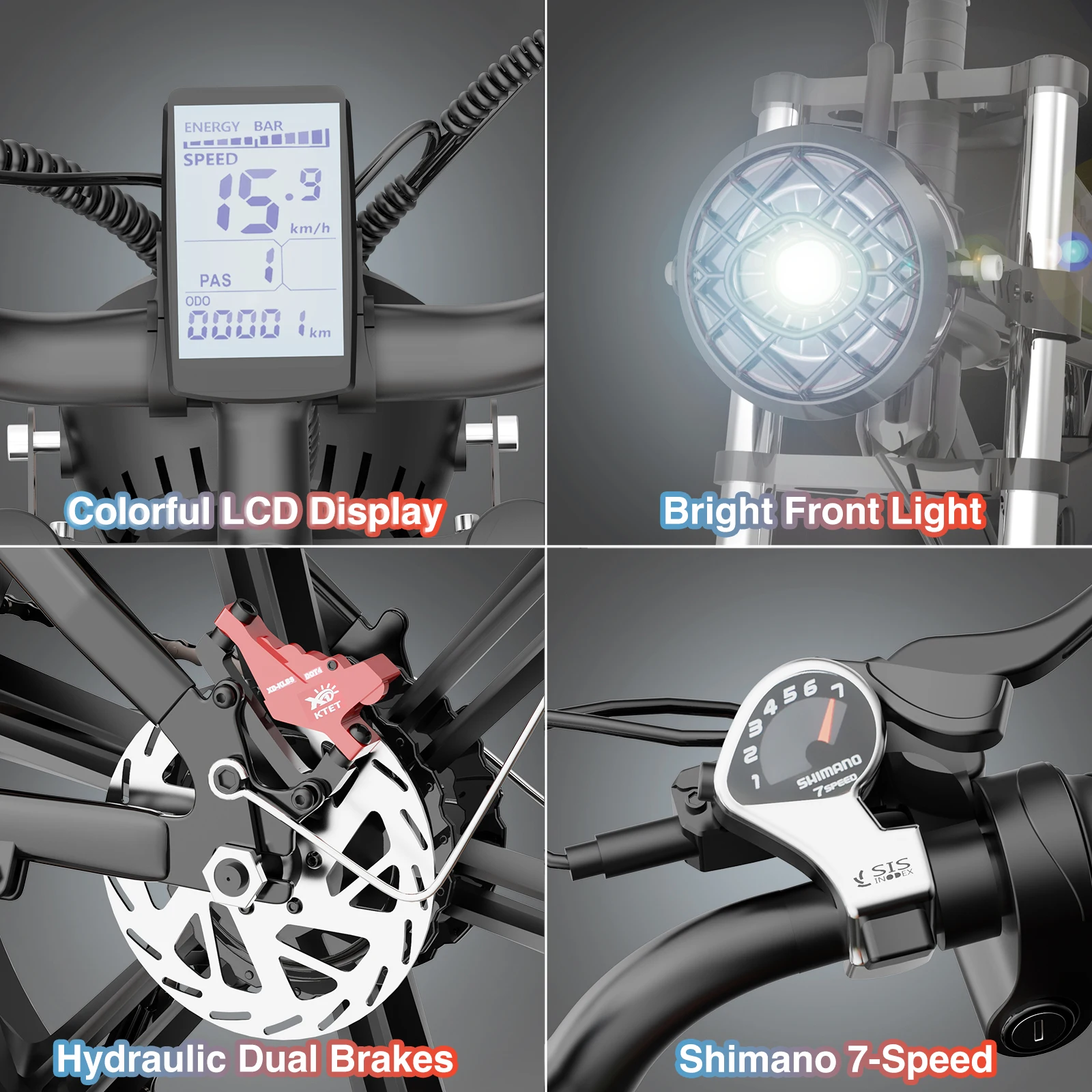 Barany Electric Bike 20 Mountain Bike with 1000W Central Motor Non-Slip Tyre 48V Gym Equipment Lithium Battery Power Supply