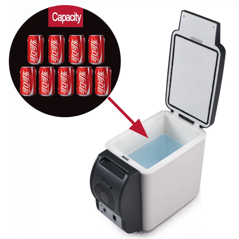 Portable Freezer Warmer Cooler Car Refrigerator 12V Mini Auto Cooler Box 6L