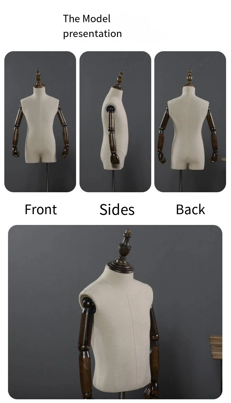 Fashion kids torso for window display child half body display mannequin with arms
