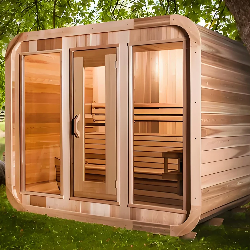 2024 Wholesale Price Cube Sauna Outdoor Sauna Room Cedar Wood Steam With Electric Sauna Heater