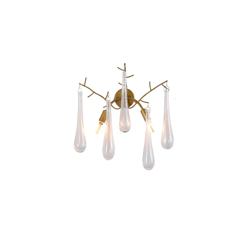 Modern Interior Premium Family Decorative Retro Copper Crystal Water Drop Wall Lamp