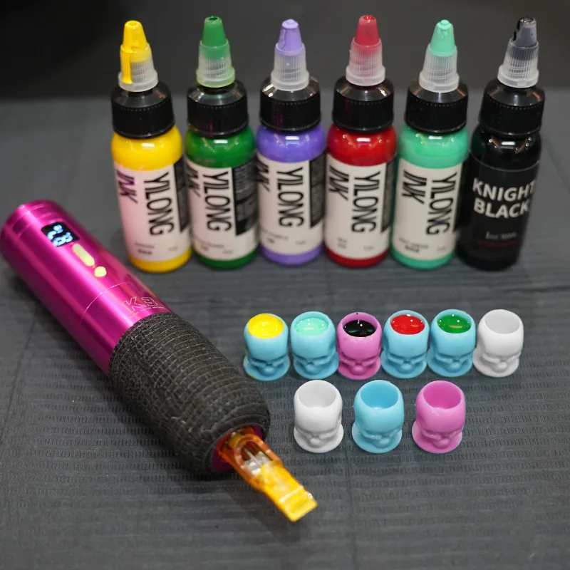 Latest Disposable Multi-colored Skull Tattoo Ink Cup for Semi-permanent Eyebrow Tattooing Skull Ink Cup