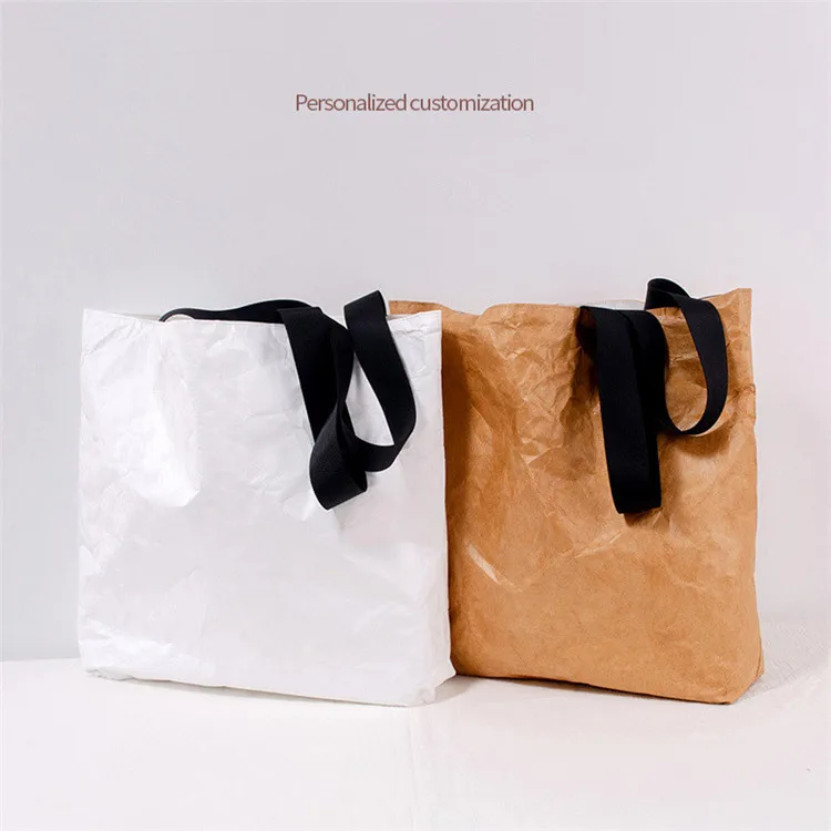 Custom Logo Reusable Tyvek Shopping Bags Light Weight Waterproof Dupont Paper Grocery Bag