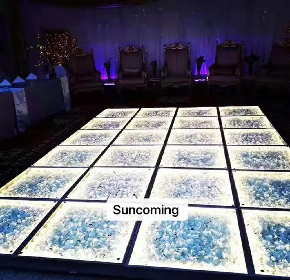 New Diy Flowers Wireless Magnetic Led 3D Mirror Glass Dance Floor For Wedding Party Event Hire