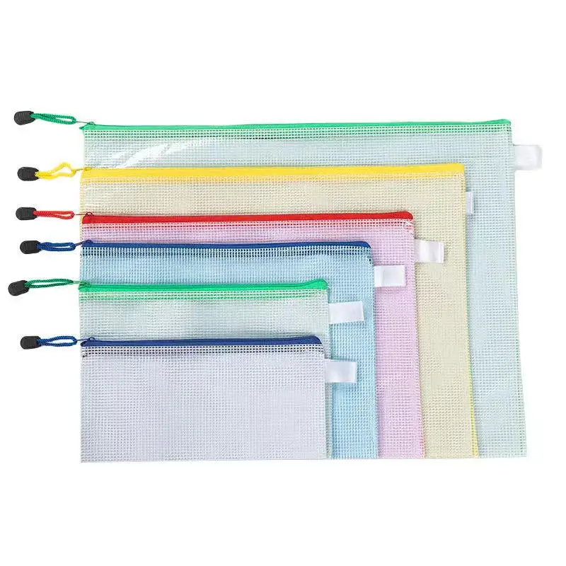 A4 /A3/B4/B3/A6/B6 office file folder zip lock mesh color package clear PVC document bag for office or school put the paper and