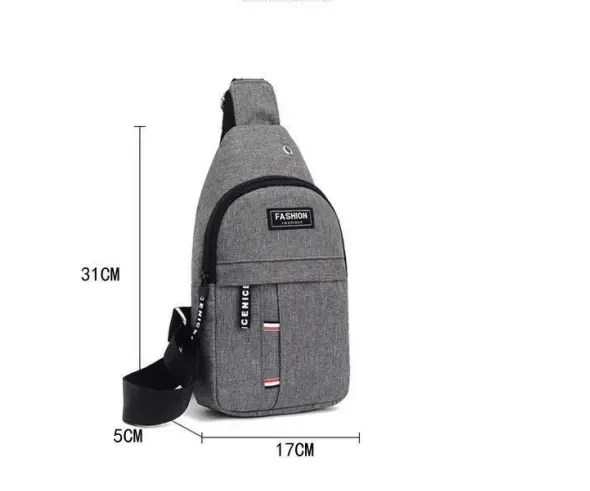 New Male Chest Bag Simple Nylon Fashion Waterproof USB One Shoulder Men Crossbody Bag