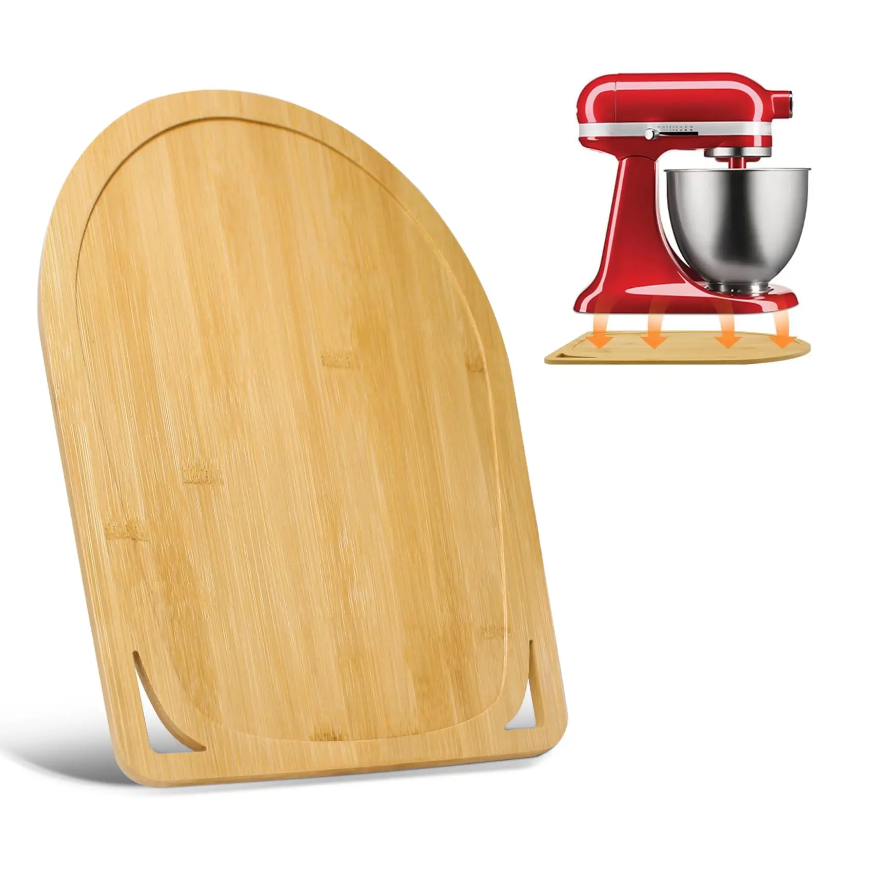 Bamboo Mixer Mat Slider Compatible with Tilt Head Kitchen  4.5-5 Qt Stand Mixer- Storage Mover Sliding Caddy