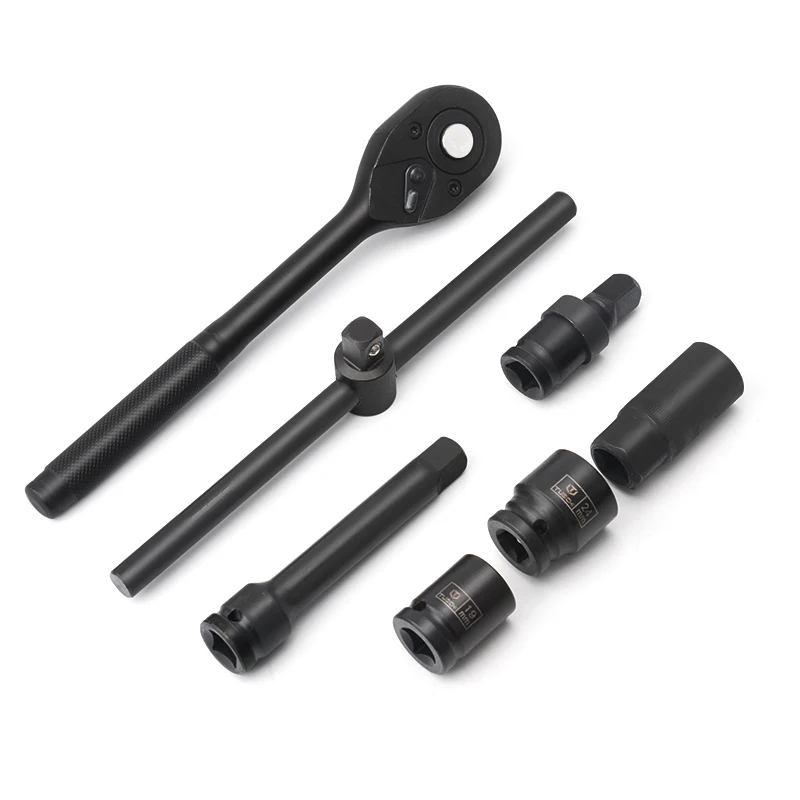 22 Pcs Hex Impact Socket Set 1/2 inch Heavy Duty with Ratchet Wrench and Extension Rod Auto Repair Tools
