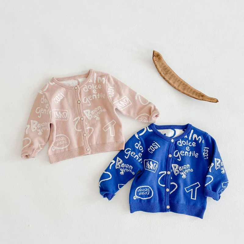 
Cute Pattern Jacquard Knitted Long Sleeves Cardigan Cotton Baby Jumper Toddler Sweater Infant Knitwear Newborn Baby Homewear 