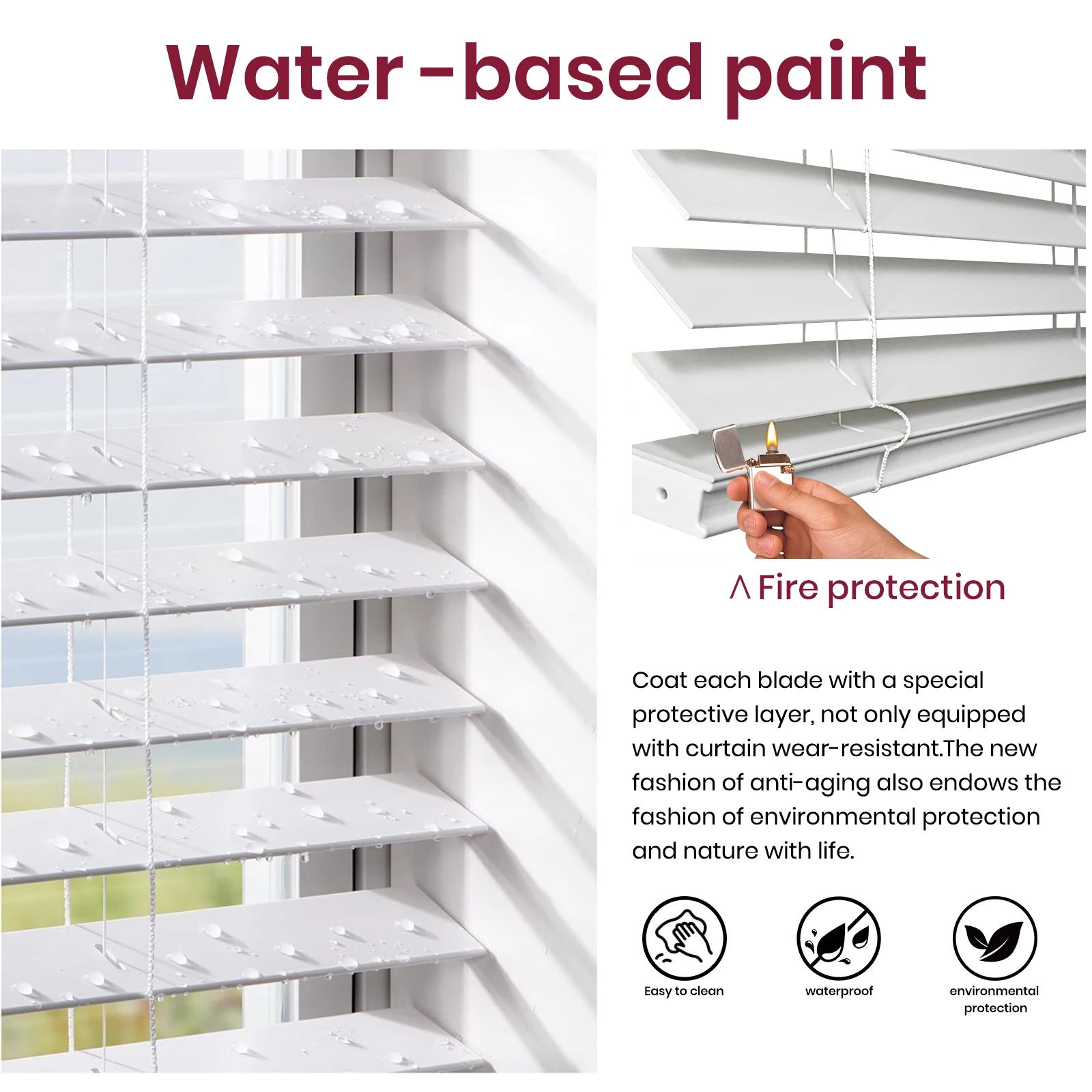 Custom cordless faux wood venetian blinds slats faux wood blinds motorized door to door USA