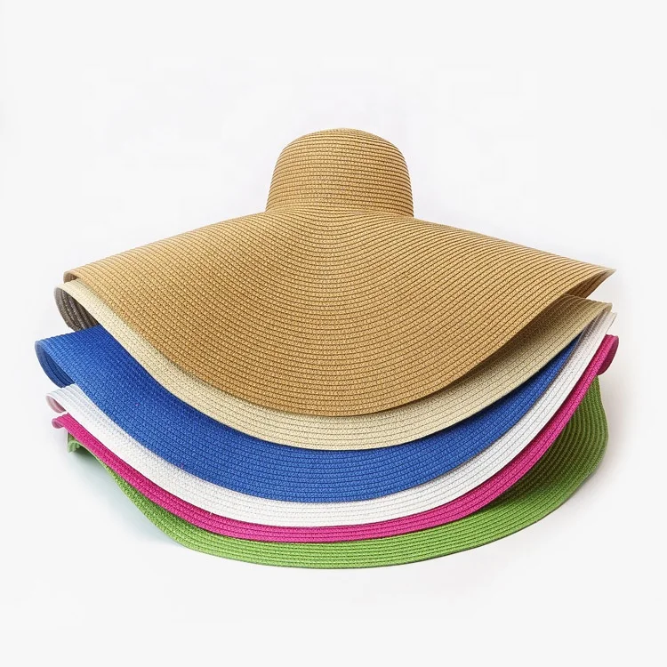 Wholesale Custom Designer Wide Brim Large Oversized Colorful Youth Paper Women Sun Beach Floppy Straw Hat (1600278540438)