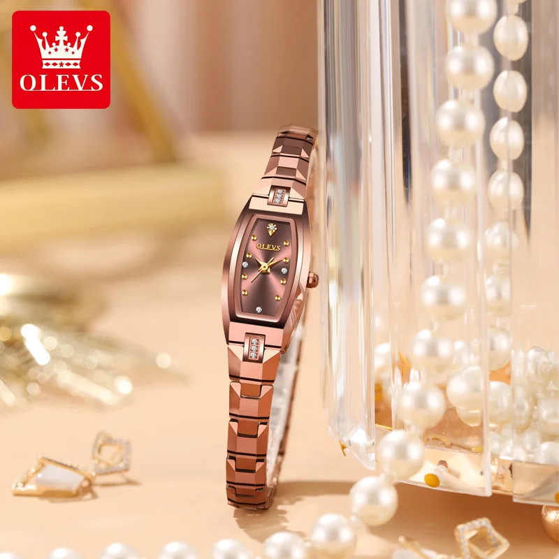 OLEVS 5501Rose Gold Ladies noble Watches Diamond Tungsten Steel Strap Waterproof Quartz Women Wristwatches reloj para mujer