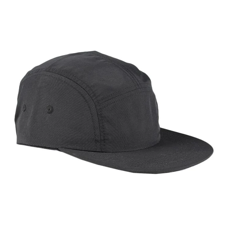 Изготовленные На Заказ высококачественные черные нейлоновые мягкие 5-панельные кепки для лагеря