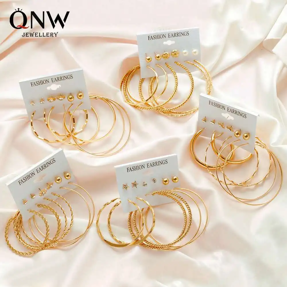 
New Arrivals Fashion Gold Plated Earring Sets Stud Earrings Women Hoop Earrings 