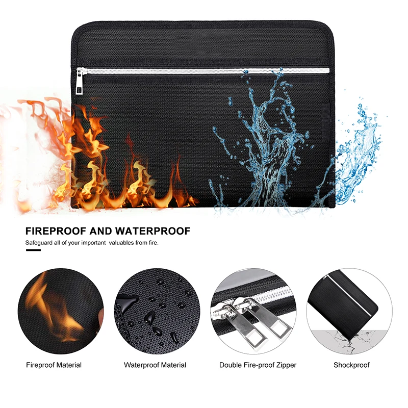 High Quality A4 Fireproof Document Folder Office school Use Color Expanding Zipper Filing Folder
