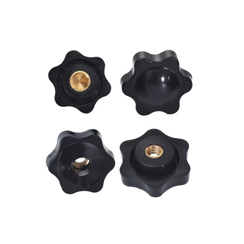 M4 M5 M6 M8 M10 Black Plastic Five Star Head Brass Thumb Knob Nut
