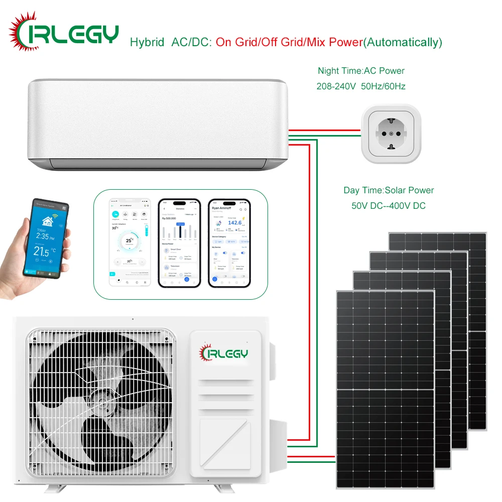 AC DC 12000BTU 18000BTU 24000BTU Раздельный Гибридный кондиционер на солнечной батарее для домашней торговли