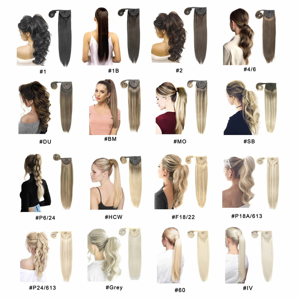 
Natural Looking Clip in Ponytail Virgin Human Hair 22 inches Ponytail Hair Extensions 