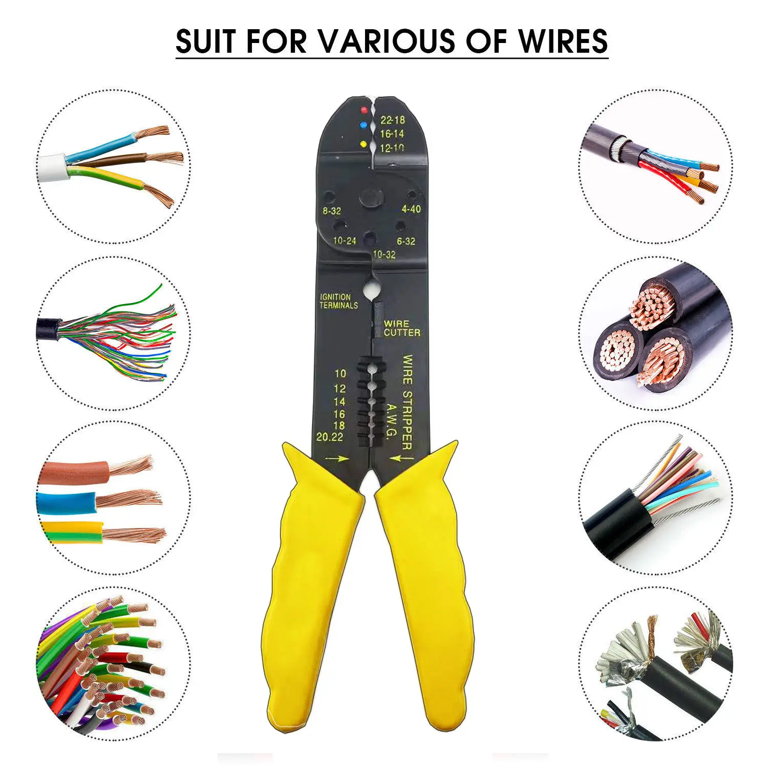 Wire Stripper - Precise Cutting Cable Wire Strippers, Multifunctional Fast Wire Cutters to Accurately Strip
