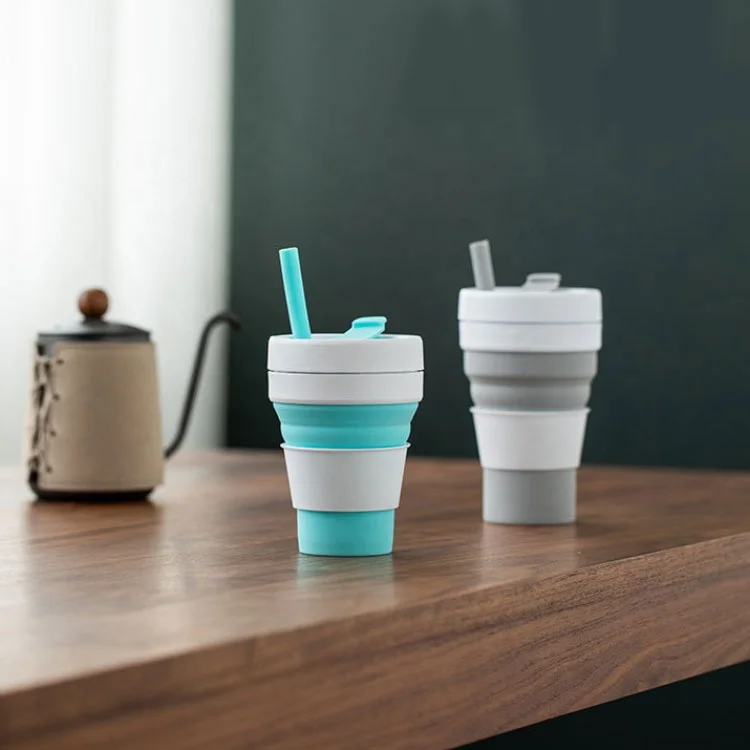 OEM & ODM Складная кофейная чашка многоразового использования для Go очень большая дорожная чашка деним, 13,5*10 см с соломинкой