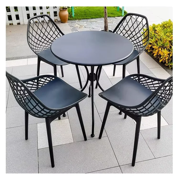 hot sale cheap price outdoor plastic cafe furniture PP patio simple durable modern garden dining chair and table set